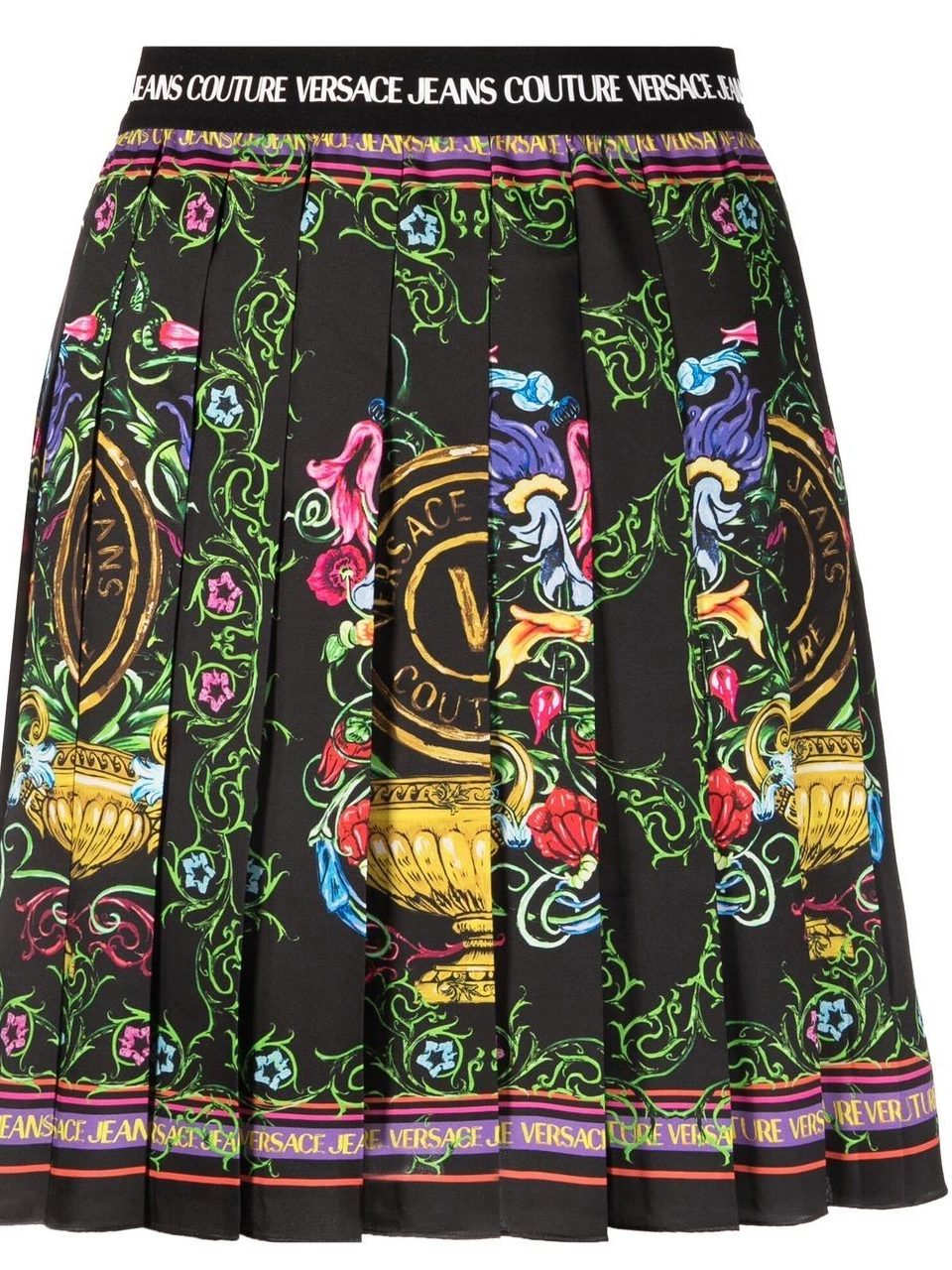 Affordable Women miniskirt Versace Couture Garden-print Jeans V-Emblem 0806